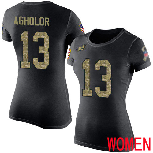 Women Philadelphia Eagles #13 Nelson Agholor Black Camo Salute to Service NFL T Shirt